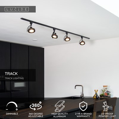 Lucide TRACK DORIAN Track spot - 1-circuit Track lighting system - 1xES111 - Black (Extension)